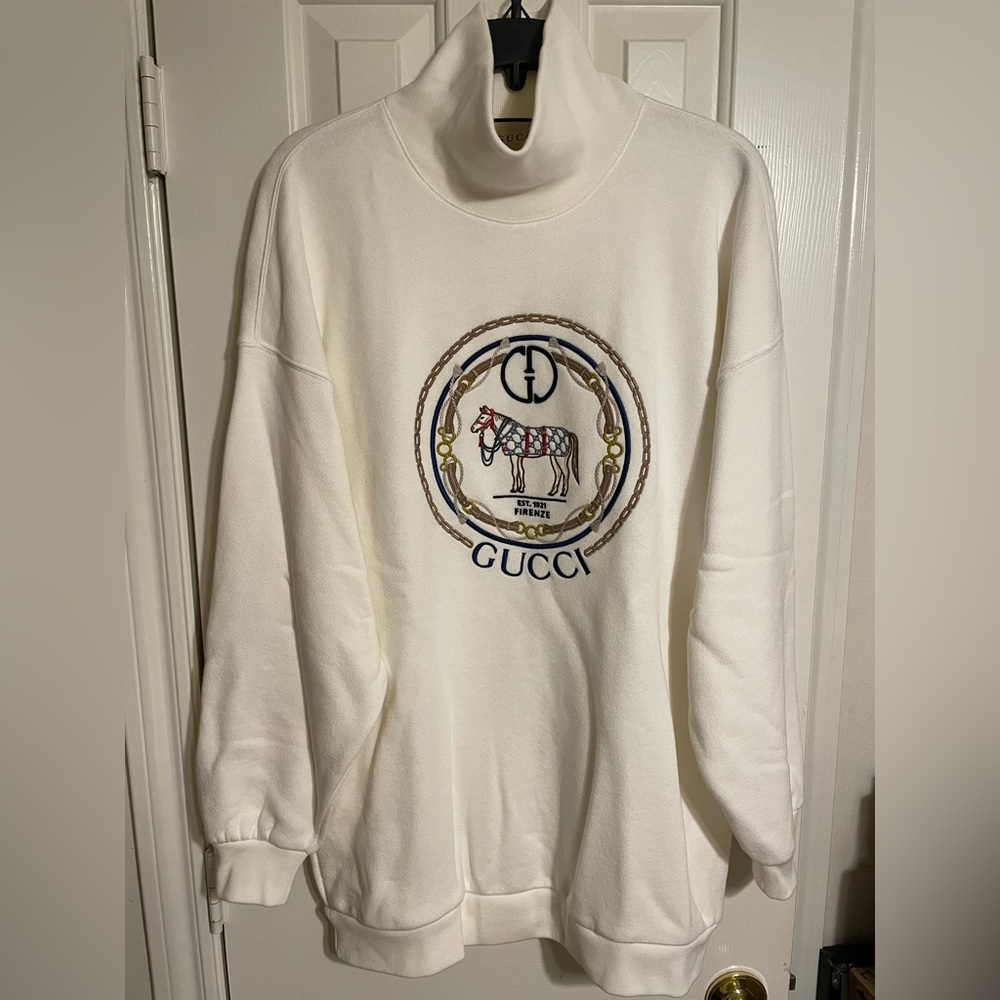 Gucci size XS oversized hoodie/dress with rollneck collar and two hidden pockets